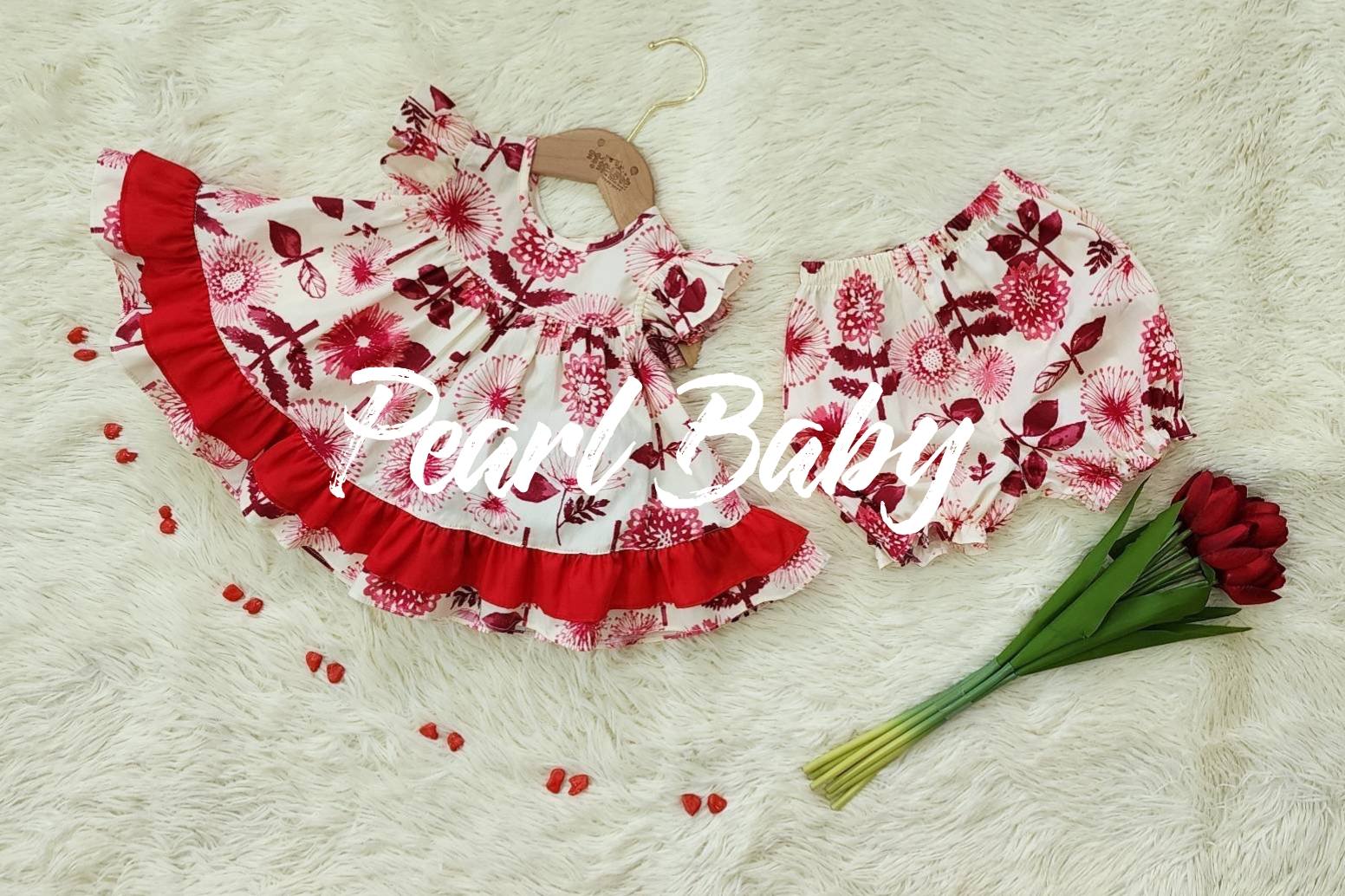 珍珠貝比 PEARL BABY PBJ套裝-蒲公英紅 12m