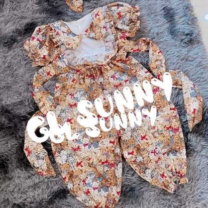 GL_sunny GLS家開扣翻領連身褲-熊仔（含髮夾） S