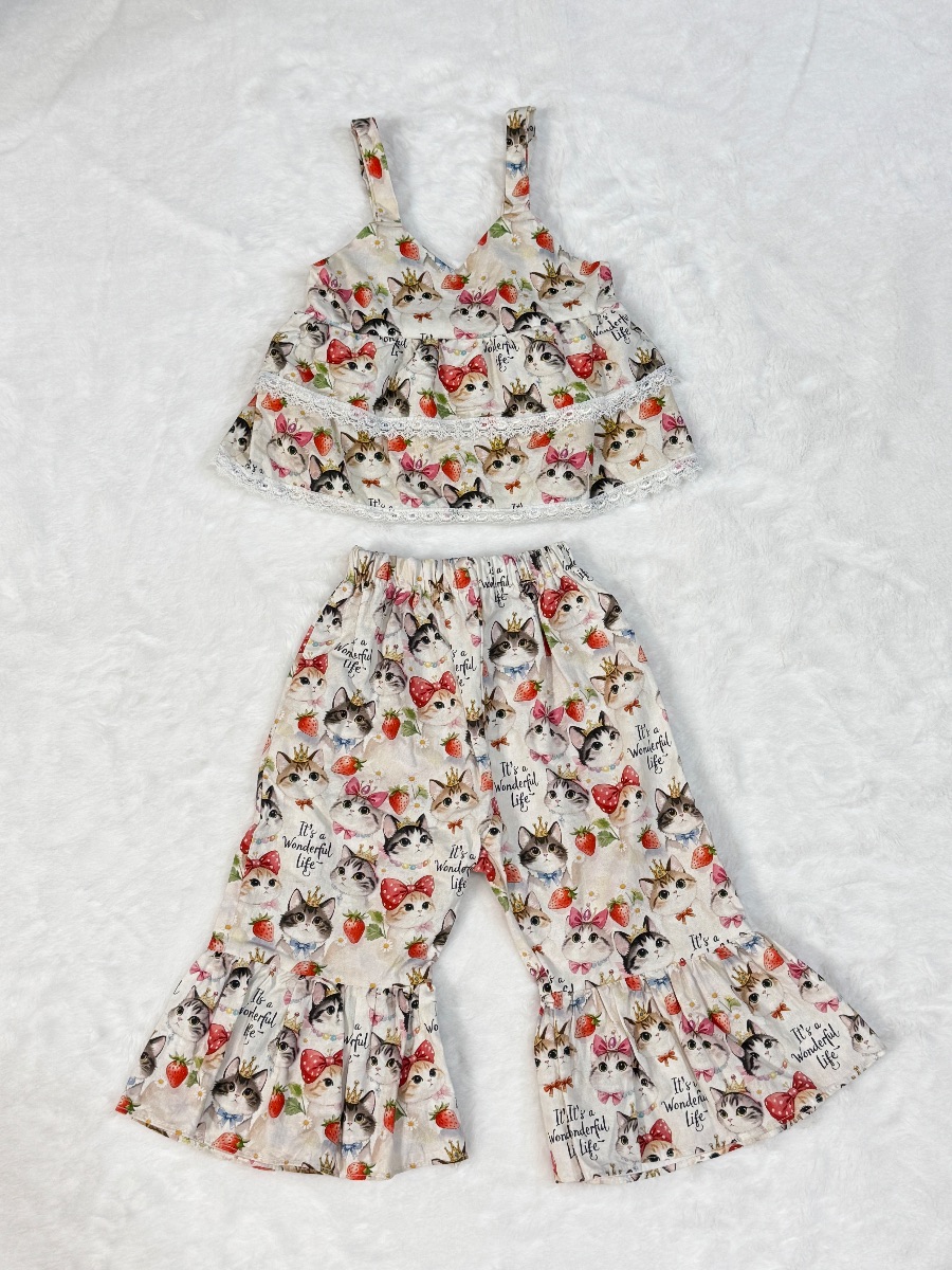 GL_sunny 11月預購GLJ家雙層蕾絲喇叭套裝(K07) 貓咪S