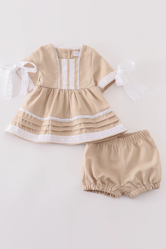 HD 250924-68 Premium Sand lace ruffle baby set 24m